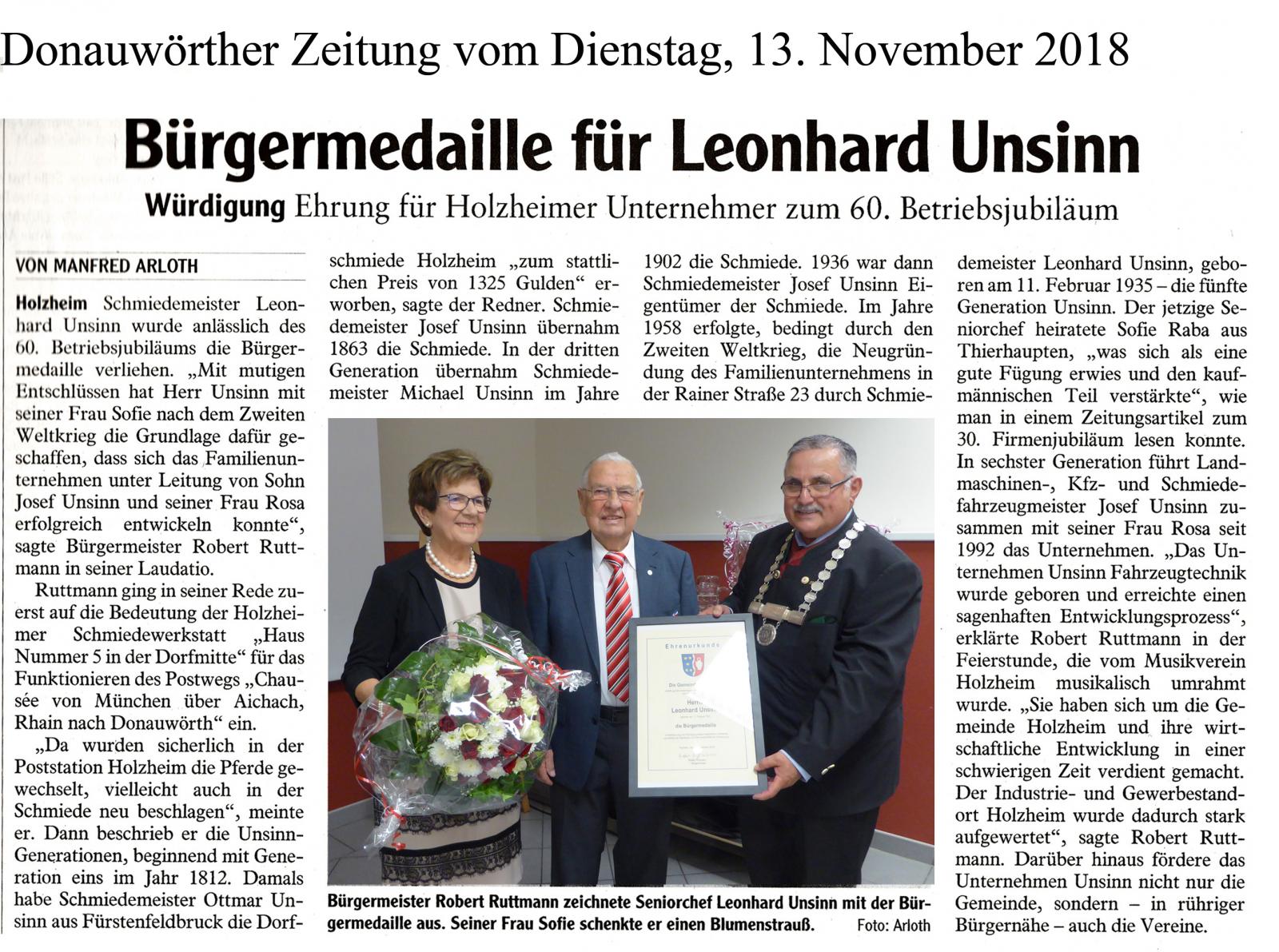 Leonhard Unsinn Bürgermelaille